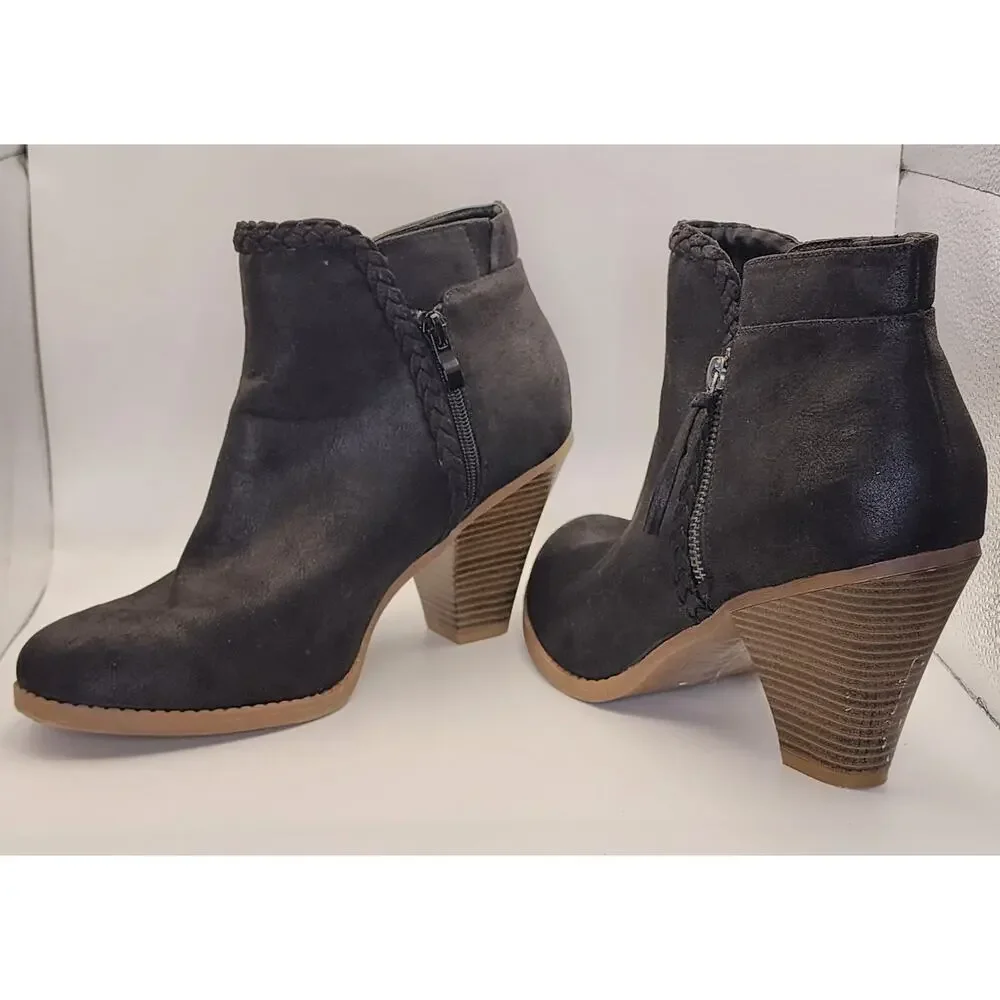 Torrid Women’s Black Ankle Booties Braided Trim‎ Side Zip Size 11W